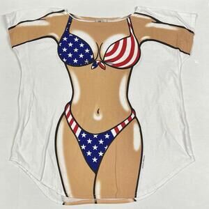 VTG Body Dreams Patriotic Bikini Body Beach Shirt Swimsuit Cover L Relaxed USA